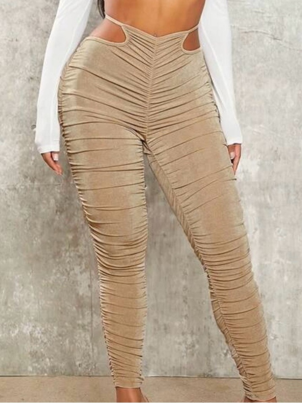 High-Waist Ruched Cutout Leggings - AVAILBLE IN BLUE ONLY